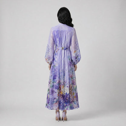 3D Floral Embroidery Dress, Long, Maxi, Bohemian, Wedding, Guest, Sleeve, floral, Romantic, Pastel, Formal 