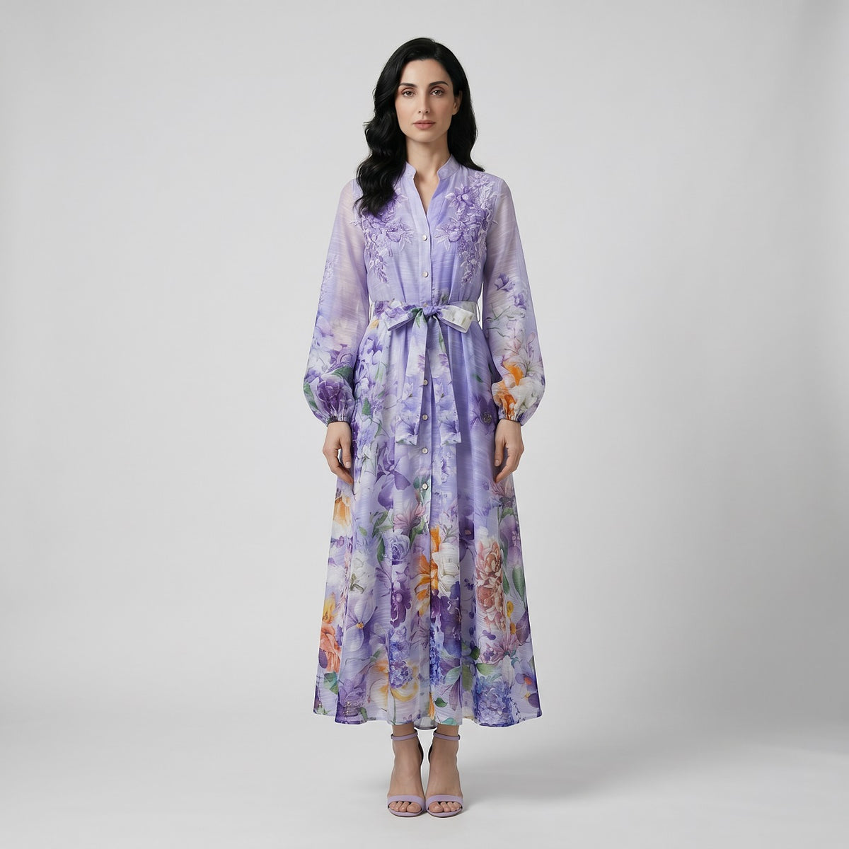 3D Floral Embroidery Dress, Long, Maxi, Bohemian, Wedding, Guest, Sleeve, floral, Romantic, Pastel, Formal 